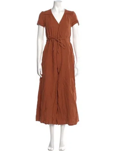 Pre-owned Christy Dawn V-neck Jumpsuit In Orange