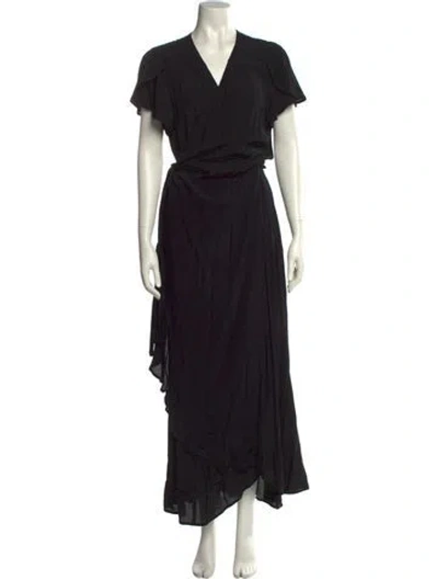 Pre-owned Christy Dawn V-neck Long Dress In Black