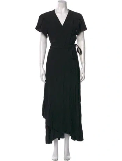 Pre-owned Christy Dawn V-neck Long Dress In Black