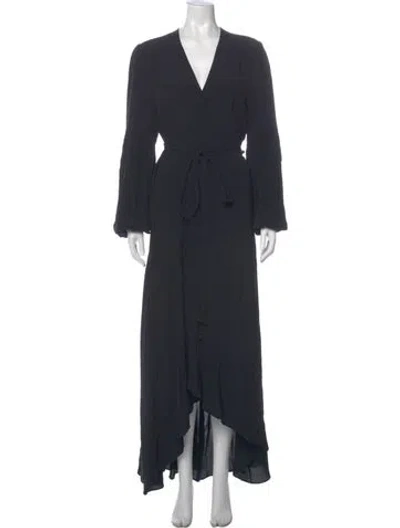Pre-owned Christy Dawn V-neck Long Dress In Black