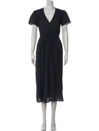 Pre-owned Christy Dawn V-neck Long Dress In Black