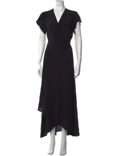 Pre-owned Christy Dawn V-neck Long Dress In Black