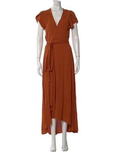 Pre-owned Christy Dawn V-neck Long Dress In Brown