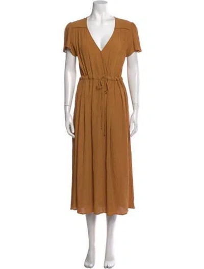 Pre-owned Christy Dawn V-neck Long Dress In Neutral