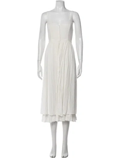 Pre-owned Christy Dawn V-neck Long Dress In Neutral