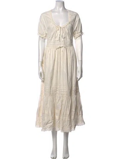Pre-owned Christy Dawn V-neck Long Dress In Neutrals