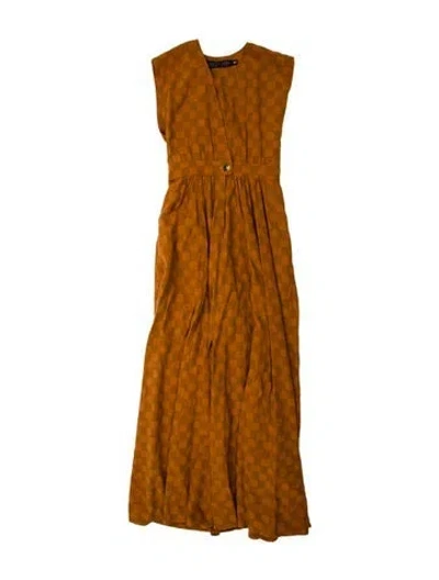 Pre-owned Christy Dawn V-neck Long Dress In Orange