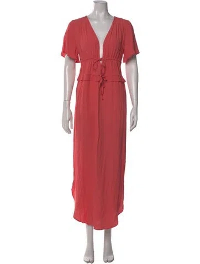 Pre-owned Christy Dawn V-neck Long Dress In Pink