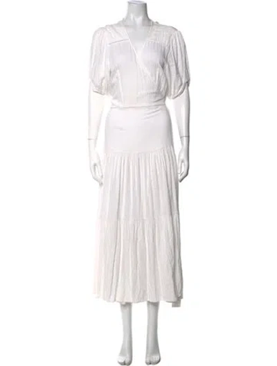 Pre-owned Christy Dawn V-neck Long Dress In White