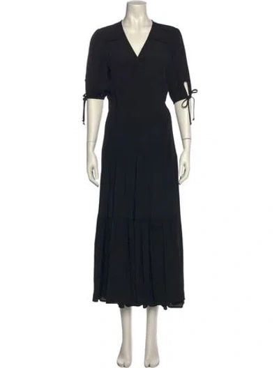 Pre-owned Christy Dawn V-neck Midi Length Dress In Black