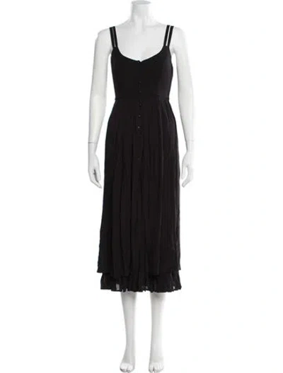 Pre-owned Christy Dawn V-neck Midi Length Dress In Black