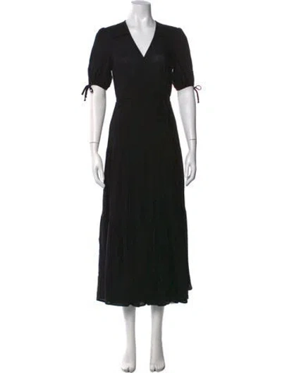 Pre-owned Christy Dawn V-neck Midi Length Dress In Black