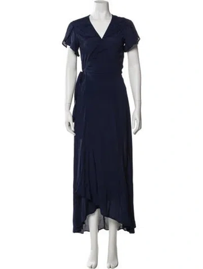 Pre-owned Christy Dawn V-neck Midi Length Dress W/ Tags In Blue