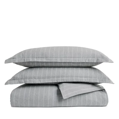 Christy Flannel Marl Stripe Duvet Cover Set, Full Queen In Gray
