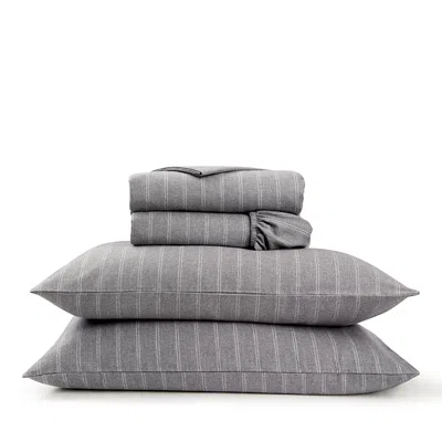 Christy Flannel Marl Stripe Sheet Set, Full In Gray