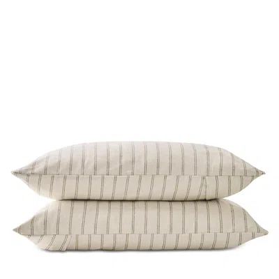 Christy Flannel Marl Stripe Standard Pillowcase, Pair In Brown