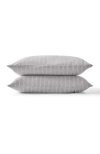 Christy Flannel Stripe Brushed Cotton Pillow Sham Pairs In Silver