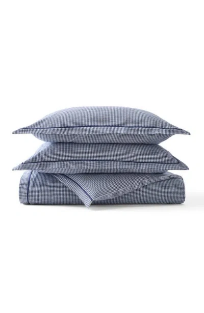 Christy Gingham Oxford Luxury Cotton Duvet Cover Sets In Blue