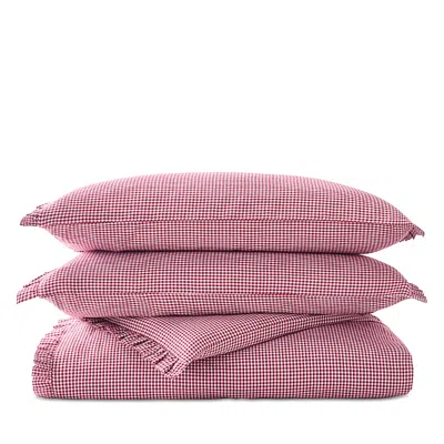 Christy Gingham Ruffle Duvet Cover Set, King California King In Pink