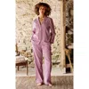 Christy Gingham Ruffle Yarn-dyed Pyjamas In Pink