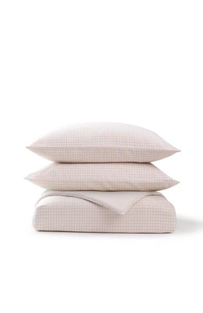 Christy Gingham Yarn Dye Airy Cotton Duvet Cover Sets In Pink