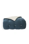 Christy Jaipur Luxury Cotton Velvet Quilted Throw In Blue
