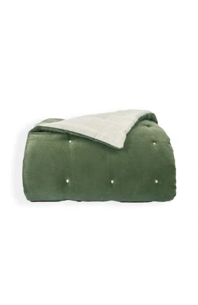 Christy Jaipur Luxury Cotton Velvet Quilted Throw In Green