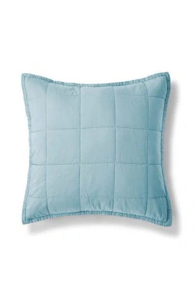 Christy Laundered Cotton Luxury Percale Quilted Sham Pair In Chalk Blue