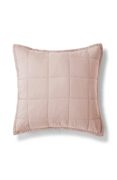 Christy Laundered Cotton Luxury Percale Quilted Sham Pair In Pink