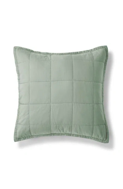 Christy Laundered Cotton Luxury Percale Quilted Sham Pair In Sage Green