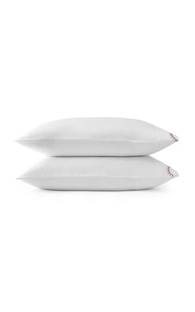 Christy - Lucerne Scallop King Pillowcase Set - Red In White