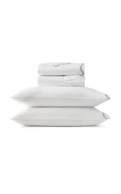 Christy - Lucerne Scallop King Sheet Set - Blue