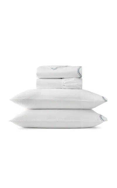 Christy - Lucerne Scallop Queen Sheet Set - Blue In White