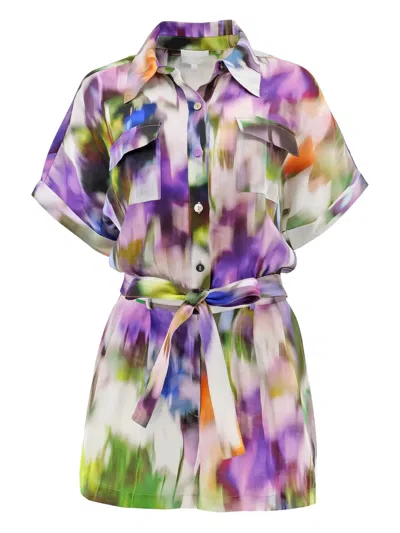 Christy Lynn Amaya Belted Playsuit In Purple