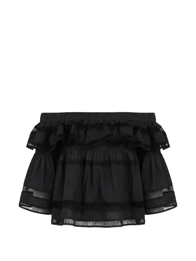 Christy Lynn Angela Ruffled Off-the-shoulder Top In Black