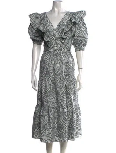 Pre-owned Christy Lynn Animal Print Long Dress W/ Tags In Green