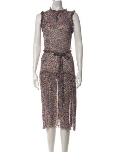 Pre-owned Christy Lynn Animal Print Midi Length Dress In Multi