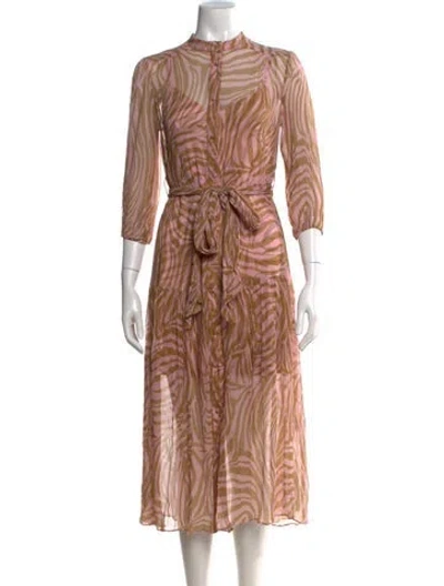 Pre-owned Christy Lynn Animal Print Midi Length Dress In Pink