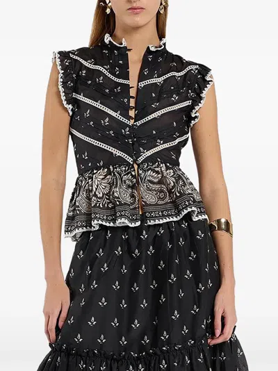 Christy Lynn Artie Floral-print Top In Black