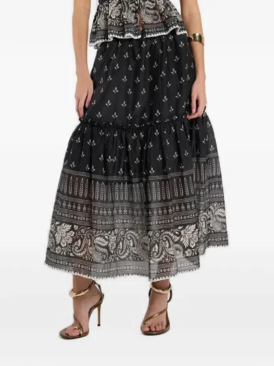 Christy Lynn Barbara Tiered Floral-print Skirt In Black