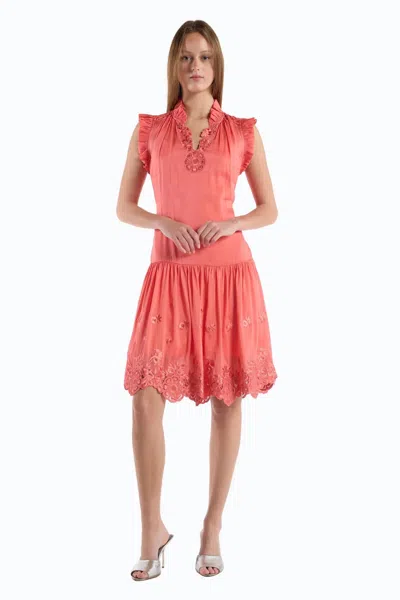 Christy Lynn Bardot Dress In Coral In Pink