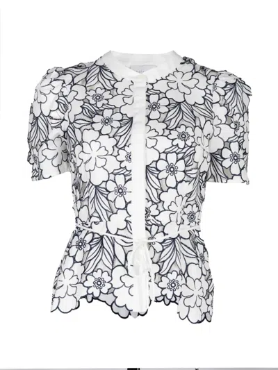 Christy Lynn Bree Floral-embroidered Blouse In White