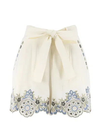 Christy Lynn Charlize Embroidered Shorts In White