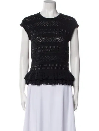 Pre-owned Christy Lynn Crew Neck Short Sleeve Top In Black