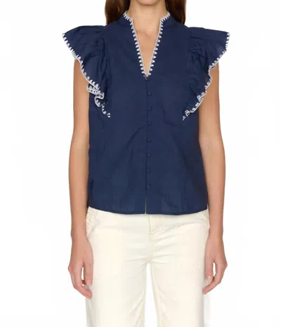 Christy Lynn Dolce Ruffle Top In Navy In Blue