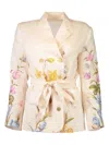 Christy Lynn Floral-print Belted Blazer In Pink