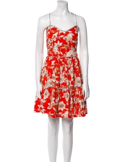 Pre-owned Christy Lynn Floral Print Knee-length Dress In Red