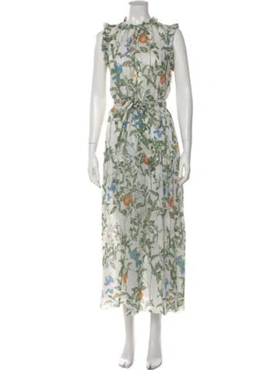 Pre-owned Christy Lynn Floral Print Long Dress In Green