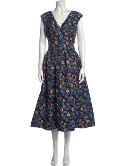 Pre-owned Christy Lynn Floral Print Long Dress In Multicolor