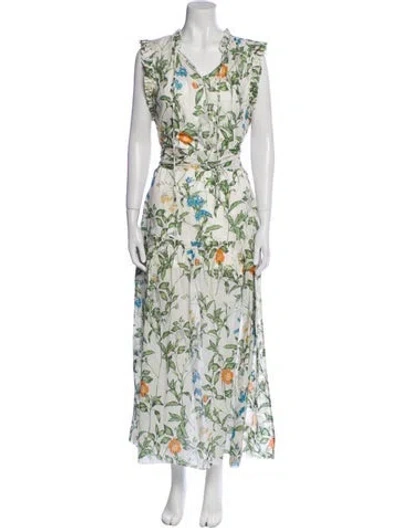 Pre-owned Christy Lynn Floral Print Long Dress In Neutral